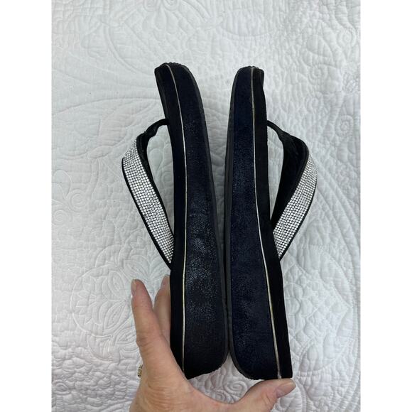 Volatile Women Black Rhinestone Wedge Vacation Beach Pool Summer Sandals Size 10 - Picture 11 of 11